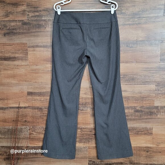 Express Editor Trouser Flare Pants 4 R Gray Pin Stripe Preppy Career Casual - Picture 2 of 12